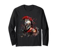 Spartan Warrior Gladiator Sword Splash Roman Long Sleeve T-Shirt