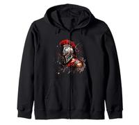Spartan Warrior Gladiator Sword Splash Roman Zip Hoodie