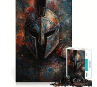 Spartan Warrior Helmet Abstract Painting Jigsaw Puzzles 1000 Pieces for Teenagers Thought Toy Shared Fun Precise Edge Santa Wish Item 38x26cm