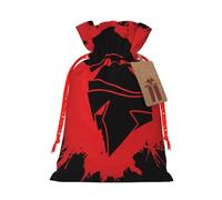 (Spartan Warrior Helmet) Christmas Burlap Gift Bags, Eco-Friendly Polyester Drawstring Pouches For Holiday, Birthday & Party Gift Packaging M