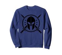 Spartan Warrior Helmet Crossed Swords Military Gym Icon Sweatshirt