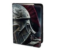 Spartan Warrior Helmet Print 5.5 Inch Passport For Men And Women Lightweight Stylish Travel Document Wallet, Black, One Size
