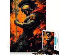 Spartan Warrior in Flames Hard Jigsaw Puzzle for Adults 1000 Pieces Recall Upgrade Gentle Relax Clear Cut Unique Gift 38x52cm