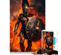 Spartan Warrior in Flames Jigsaw Puzzles 1000 Pieces for Teenagers Mind Skill Toy Casual Fun Design Assembly Stylish Gift 50x75cm