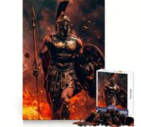 Spartan Warrior in Flames Jigsaw Puzzles for Teenagers 1000 Piece Clear Logic Toy Peaceful Fun Perfect Cut Warm Surprise 50x75cm
