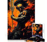 Spartan Warrior in Flames Jigsaw Puzzles for Teenagers 1000 Piece Clear Logic Toy Peaceful Fun Perfect Cut Warm Surprise 50x75cm