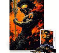 Spartan Warrior in Flames Teenagers 1000 Piece Jigsaw Puzzle Brain Challenge Toy Shared Fun Clear Cut Warm Surprise 38x26cm