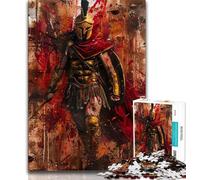 Spartan Warrior Painting Jigsaw Puzzles for Adults Teenagers Jigsaws Puzzle,Challenging Game And Family Play for Is Ideal As A Gift for The Whole Family 38x26cm