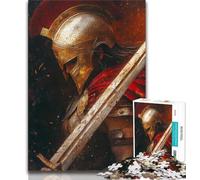 Spartan Warrior Painting Puzzles for Adults Teens 1000 Pieces,Help The Brain Exercise Addictive Toys to Cultivate Patience Great Gift (38x26cm)