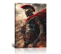 Spartan Warrior Wall Decor Antique Greek Military Soldier Canvas Wall Art Retro War Artwork for Living Room Bedroom Office Room Decor Prints Framed