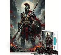Spartan Warrior with Spear And Shield 1000 Piece Jigsaw Puzzles for Adults Mind Exercise Toy Casual Fun Precision Cut Artistic Gift 50x75cm