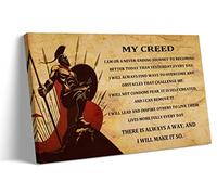 Spartan Warriors Vintage Framed Wall Art - Motivational Quotes Ancient Greek Soldier Poster for Living Room Decorations (12x18 inch)