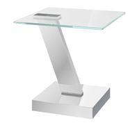 spartanburg clear glass side table with polished chrome base