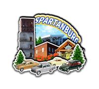 Spartanburg South Carolina USA Fridge Magnet 3D Wooden Craft Funny City Travel Souvenir Collection Home Kitchen Office Decoration