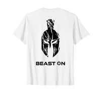 Spartaner Gladiator Helmet Back Print Design Beast On White T-Shirt