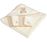 Spasilk 100% Cotton Hooded Terry Bath Towel with 4 Washcloths, Beige