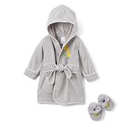 Spasilk 100% Cotton Hooded Terry Bathrobe with Booties, Grey Giraffe