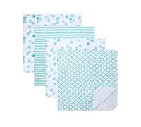 Spasilk Baby 4 Pack 100% Cotton Flannel Receiving Blanket, Green Dots, One size