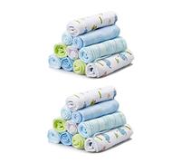 Spasilk Washcloth Wipes Set for Newborn Boys and Girls, Soft Terry Washcloth Set, Pack of 20, Blue Elephant