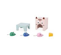 Janod - Pédagogie Range - Finding your Bearings in Space - Cat and Mouse - 6 Wood Accessories + 12 Cards - Children’s Educational Toy - 36 Months +, J05078