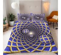 Spatial Geometry Super King Duvet Cover Set 3D Printed Abstract Reversible Bedding Set Soft Microfiber Quilt Cover Set 3 PCs Comforter Cover with Zipper Closure and 2 Pillowcases 50x75 cm B-15