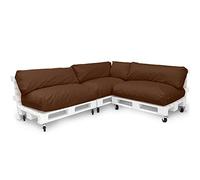 Spatium Jumbo XXL pallet cushions from removable pillowcase, water and dirt resistant, cushions for pallet furniture Brown, 8-Piece set