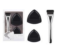 Spatula Foundation Brush Set Ultra-Slim Flat Head Kabuki Brush Non-Absorbent Concealer Brush Foundation Brush for Blending Liquid, Cream or Flawless Makeup Application with Extra Puffs (Black Puffs)