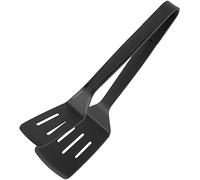 Spatula Tongs 2 in 1 11Inch Silicone Stainless Steel Double Sided Barbecue Clamp Slotted Flipper Tongs Spatula Food Flipping for Steak Egg Pancake Tortilla Burger Bacon (Silicone Type)