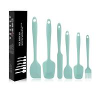 Spatulas Set of 6, Food Grade Silicone Spatulas, Rubber Spatulas Heat Resistant, Stainless Steel Core, Kitchen Utensils Nonstick for Cooking, Baking and Mixing, Pure Aqua Green