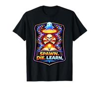 Spawn Die Learn - Gamer Mindset Pixel Design T-Shirt