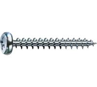 SPAX 0231010300155 Universal Screw, 3.0 x 15 mm, Phillips Z1, Half Round Head, Fully Thread, 4CUT, WIROX A3J, Blank Galvanised, Pack of 1000