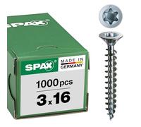 Spax 4CUT 1191010350155 Universal Screw, Countersunk, T-Star Plus, Fully Threaded, Galvanised Blank A2J, 1191010300165