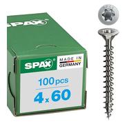 Spax 4CUT 1197000350163 Universal Screw, Countersunk T-Star Plus Fully Threaded, Stainless Steel Rust-Free A2, 1.4567, 1197000400603