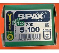 SPAX 5 x 100mm T20 Torx Countersunk Yellow Woodscrew box of 200