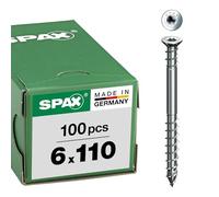 SPAX Adjusting screw, 6 x 110mm, 100 pcs., flat head, T-STAR plus T30, retaining grooves, 4CUT, WIROX - 0161010601105