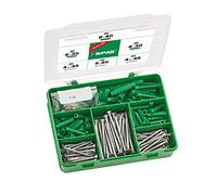 SPAX Assortment Box Dowel Screw Set 201 Pieces for Indoor Use in Various Dimensions, Expansion Dowel Type SD, Universal Screw, Partial Thread, A9J, T-Star Plus T20, Countersunk Head - 500009100109
