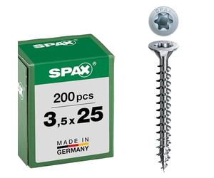 SPAX Countersunk-Multi-Head VG, Skint A2J, T-STAR T15, 3.5 mm X 25 mm, 200 Stk/Pak