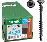 SPAX Facade Screw, 4.5 x 50 mm, Pack of 100, Stainless Steel A2 Blax, Fixing Thread, T-Star Plus T20, Raised Countersunk Head, 4CUT - 25470404505022