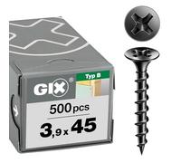 SPAX GIX-B Drywall Screws 3.9 x 45mm Coarse Thread 500 Pieces Trumpet Head Phillips H2 Drywall Screws for Wood Substructures - 1891170390455