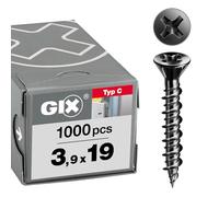SPAX GIX-C Drywall Screws 3.9 x 19 mm Hilo Thread 1000pcs Small Router Head Phillips H2 Drywall Screws for Gypsum Fibreboard and Dry Screed Elements - 1791170390195