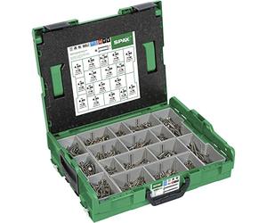 SPAX L-BOXX 5000009165019 Mounting Case Large Stainless Steel A2 T-Star Plus Countersunk Head 17 Dimensions 1070 Pieces Includes SPAX BITs
