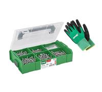 SPAX L-BOXX 8000000294563 Mounting Case Mini Electrician Set - 475 Button Head Screws in 5 Sizes, 75 Dowels, 3 T-Star Plus Bits & Work Gloves