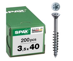 SPAX-M, 3,5 x 40 mm, 200 pieces, partial thread, flat countersunk head, T-STAR plus T15, CUT point, WIROX - 0441010350403