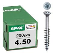 Spax M Countersunk Head with Milling Ribs, Partially Threaded T-Star plus with Cut point, 4 x 50 MM Galvanised Pack of 200 Stück
