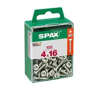 SPAX Pack of 100 Pozidriv Round Head Steel Screws, Diameter 4 mm x Length 16 mm