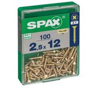 Spax Pz Countersunk Yellox Screws - 2.5x12mm Pack Of 100