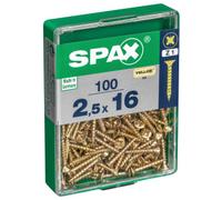 Box of 100 Spax Cab Wooden Screw Flat Yellox 2.5 x 16 mm Spax