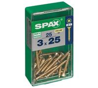 Spax 18335 Box 25 pcs CAB Wood Screw. Flat YELLOX 3x25mm, Multicoloured