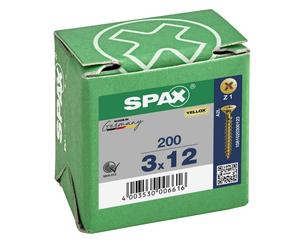 Spax PZ1 Universal Screws 3.0 x 12mm Yellox Coated - Pack of 200
