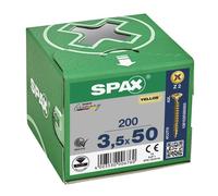 Spax Pz Countersunk Yellox Screws - 3.5x50mm Pack Of 200